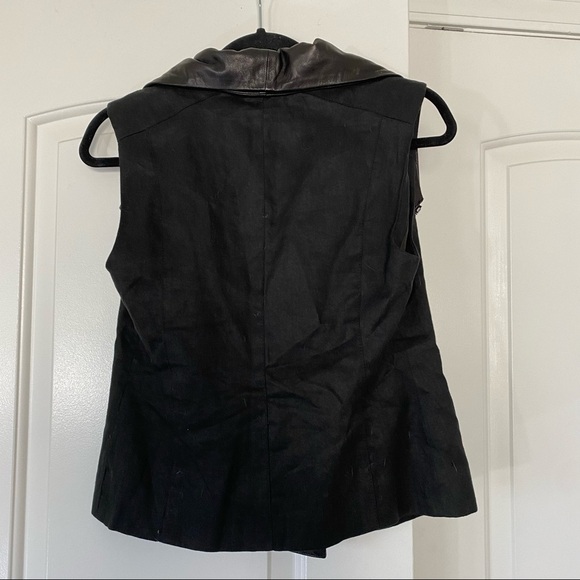 Vince Asymmetric Leather Linen Sleeveless Vest - Picture 3 of 8